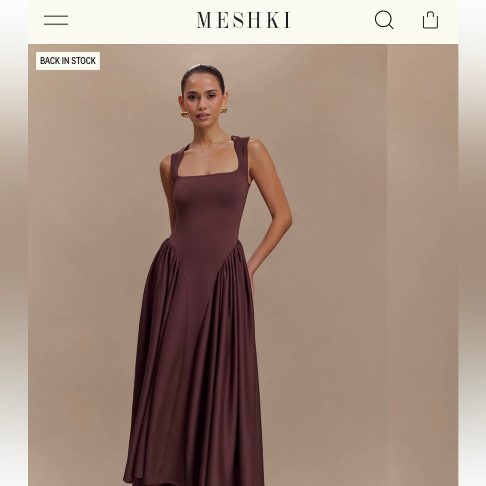 Meshki Chocolate Brown Midi Dress